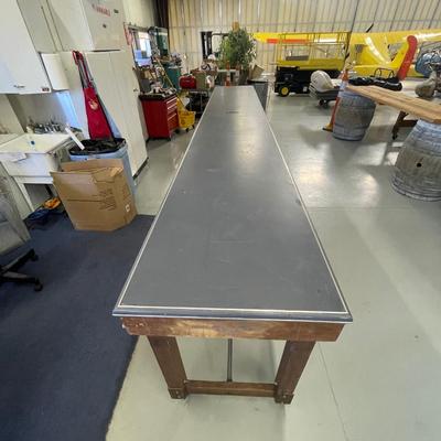 Rolling Long Work Table with nice top - 15'3 L x 24" W x 40"T
