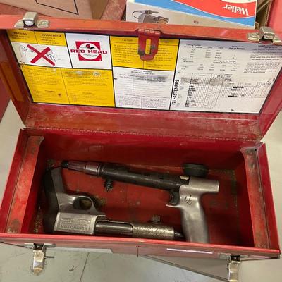 Red Tool Box with 2 Impact Nailers
