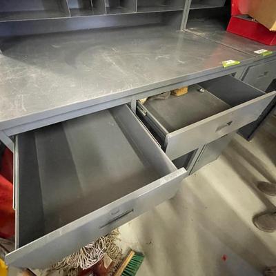Metal Workstation / Desk / 4 Drawer 39"w x 29"d x 44"t at Counter & 56"t at back