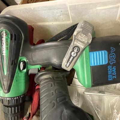 Lot of Hitachi Cordless Power Tools - 18V Drill/Skillsaw/Flashlight/Reciprocating Saw & Battery