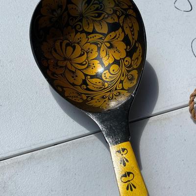 Extra Large Vintage Hand Painted Khokloma Wood Spoon
