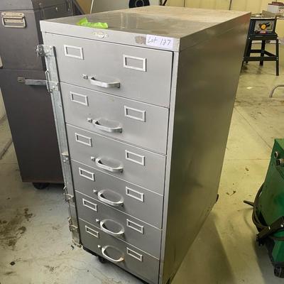 6 Drawer rolling Metal Cabinet w/lock bar 47"t x 19"w x 28.5"d