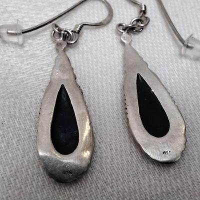 Vintage Navajo Lapis Lazuli Signed 925 Earrings