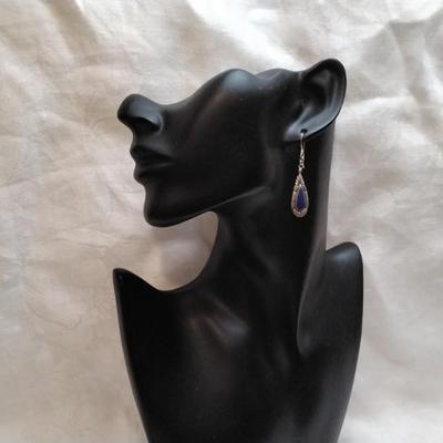 Vintage Navajo Lapis Lazuli Signed 925 Earrings
