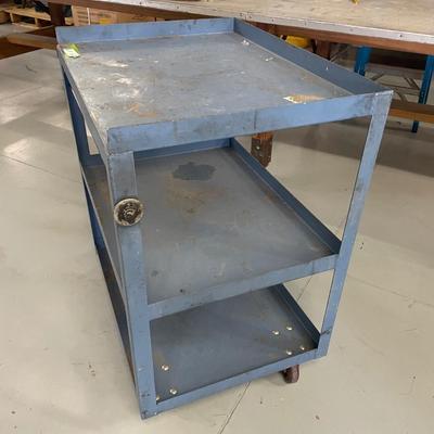 Blue Rolling 3 Tier Metal Shop Cart - 27