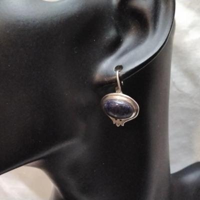 Vintage One of a Kind Lapis Lazuli With Areas of Pyrite (Fools Gold) 925 Earrings