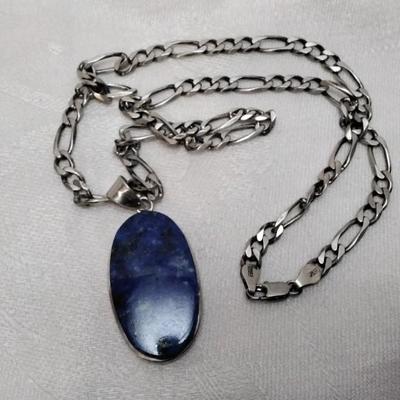 Sodalite On An Italian 925 20" Necklace
