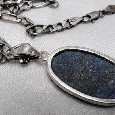 Sodalite On An Italian 925 20" Necklace