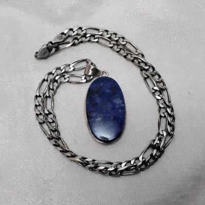 Sodalite On An Italian 925 20" Necklace