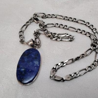 Sodalite On An Italian 925 20" Necklace