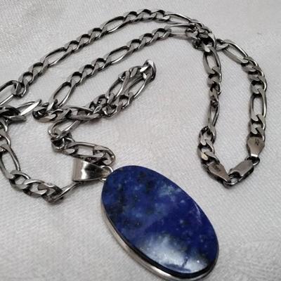 Sodalite On An Italian 925 20" Necklace