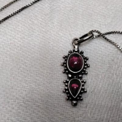 Vintage Rhodolite Garnet 18" 925 Necklace