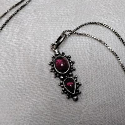 Vintage Rhodolite Garnet 18" 925 Necklace