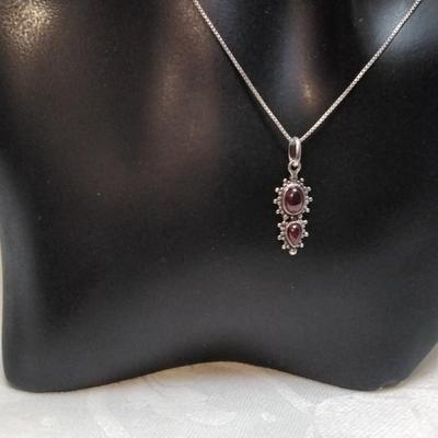 Vintage Rhodolite Garnet 18" 925 Necklace