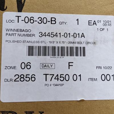 NIB 2 Rear RV Hubcaps 19.5" x 6.75", 1 Front Hubcap