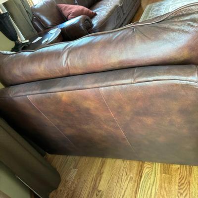 EXTRA WIDE LEATHER CHAIR WITH NAILHEAD ACCENTS BY LANE FURNITURE