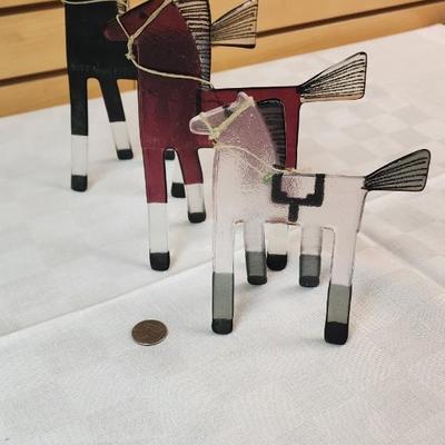 Newy Fagan Set of 3 Art Glass Horses