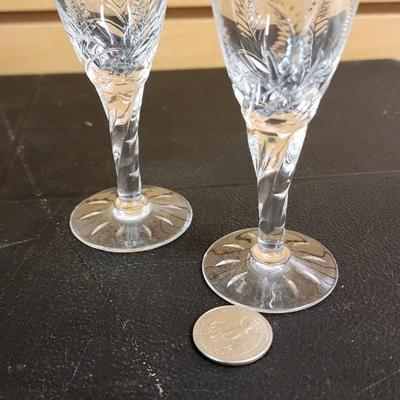Set of 2 very small Stuart England Cordial Crystal Glasses