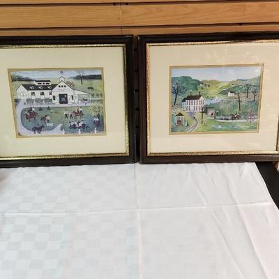 Set of 2 Folk Art Prints by Linda Nelson Storks