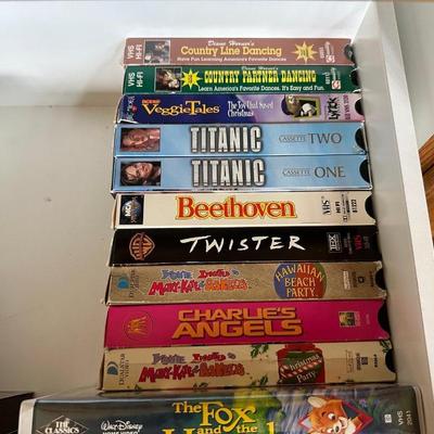 DISNEY AND OTHER VHS TAPES, GE VHS PLAYER AND MORE