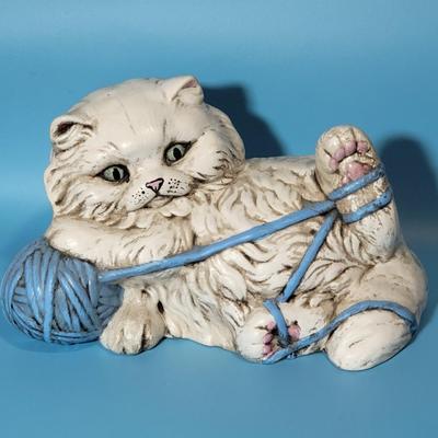 Large Ceramic Cat with Yarn