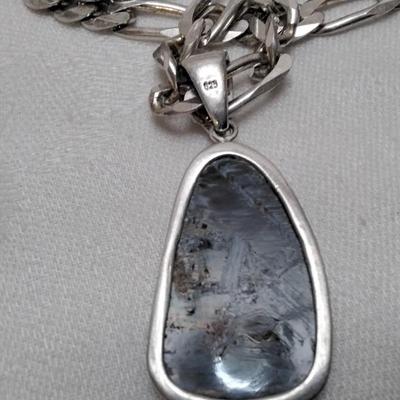 Rare Pietersite With Rare Blue Chariote Accent 20" Italian 925 Necklace