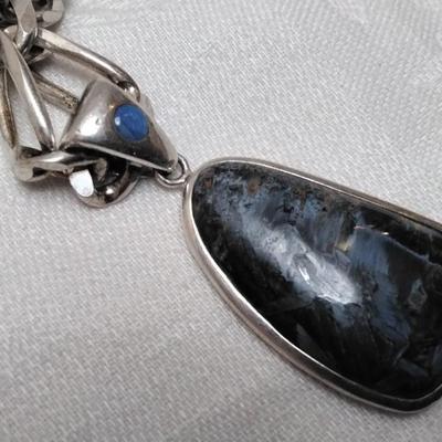 Rare Pietersite With Rare Blue Chariote Accent 20" Italian 925 Necklace
