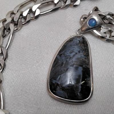 Rare Pietersite With Rare Blue Chariote Accent 20" Italian 925 Necklace