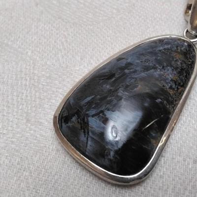 Rare Pietersite With Rare Blue Chariote Accent 20" Italian 925 Necklace
