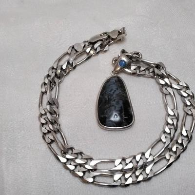 Rare Pietersite With Rare Blue Chariote Accent 20" Italian 925 Necklace