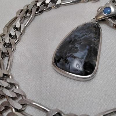 Rare Pietersite With Rare Blue Chariote Accent 20" Italian 925 Necklace