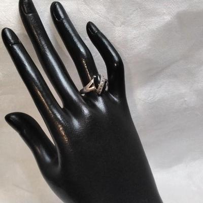Onyx With Marcasite Sash 925 Ring Size 8