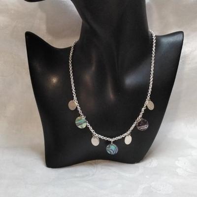 Fun, Funky Abalone 925 15" Necklace