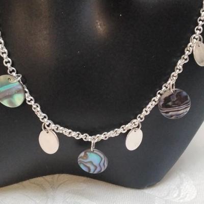 Fun, Funky Abalone 925 15" Necklace