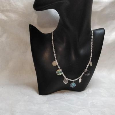 Fun, Funky Abalone 925 15" Necklace