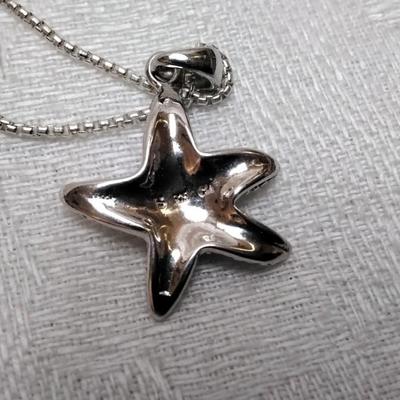 Signed Blue Fire Opal Starfish 16" 925 Necklace