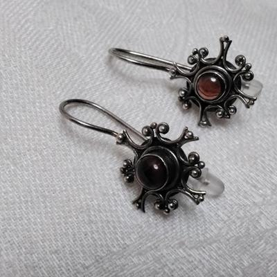 Antique Rhodolite Garnet 925 Earrings