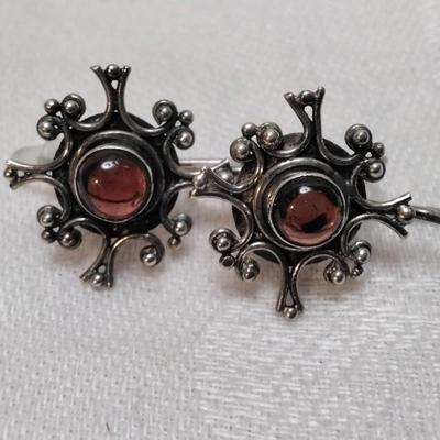 Antique Rhodolite Garnet 925 Earrings