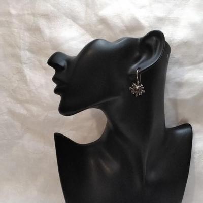 Antique Rhodolite Garnet 925 Earrings