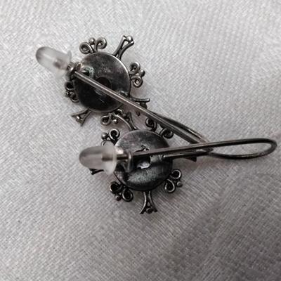 Antique Rhodolite Garnet 925 Earrings