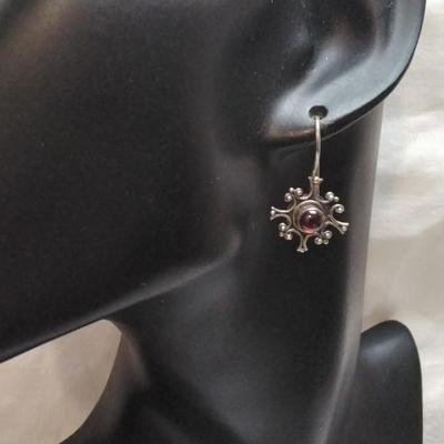 Antique Rhodolite Garnet 925 Earrings