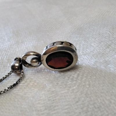 Antique Garnet 925 18" Necklace