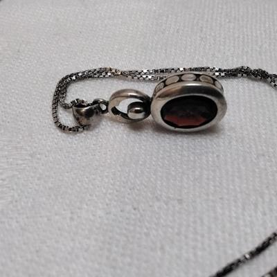 Antique Garnet 925 18" Necklace