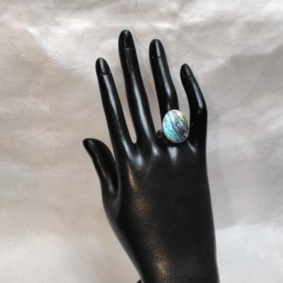 Unique Vintage Abalone 925 Ring Size 8