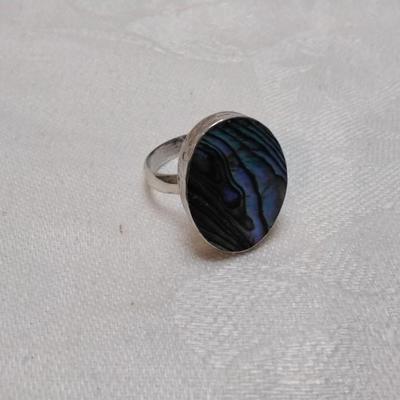 Unique Vintage Abalone 925 Ring Size 8