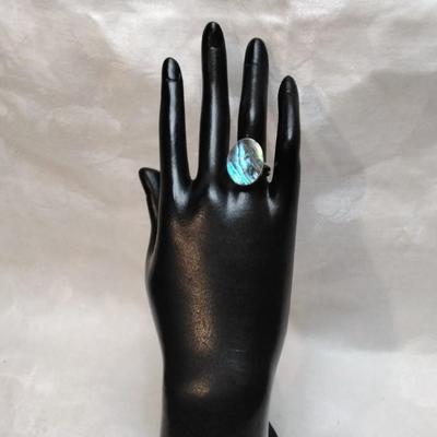 Unique Vintage Abalone 925 Ring Size 8