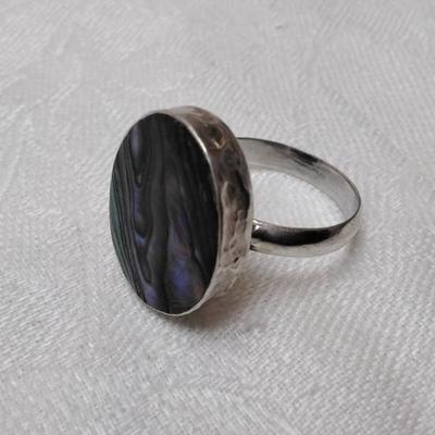 Unique Vintage Abalone 925 Ring Size 8