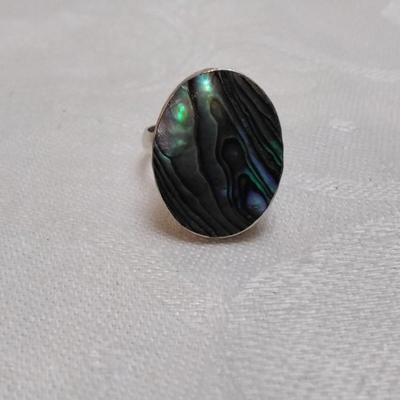 Unique Vintage Abalone 925 Ring Size 8
