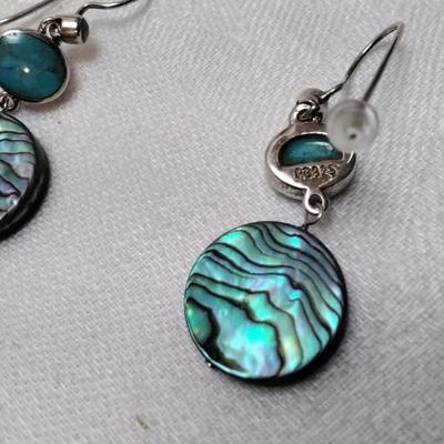 Paul Brackna Special Order Handmade Turquoise and Abalone Earrings