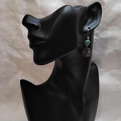 Paul Brackna Special Order Handmade Turquoise and Abalone Earrings
